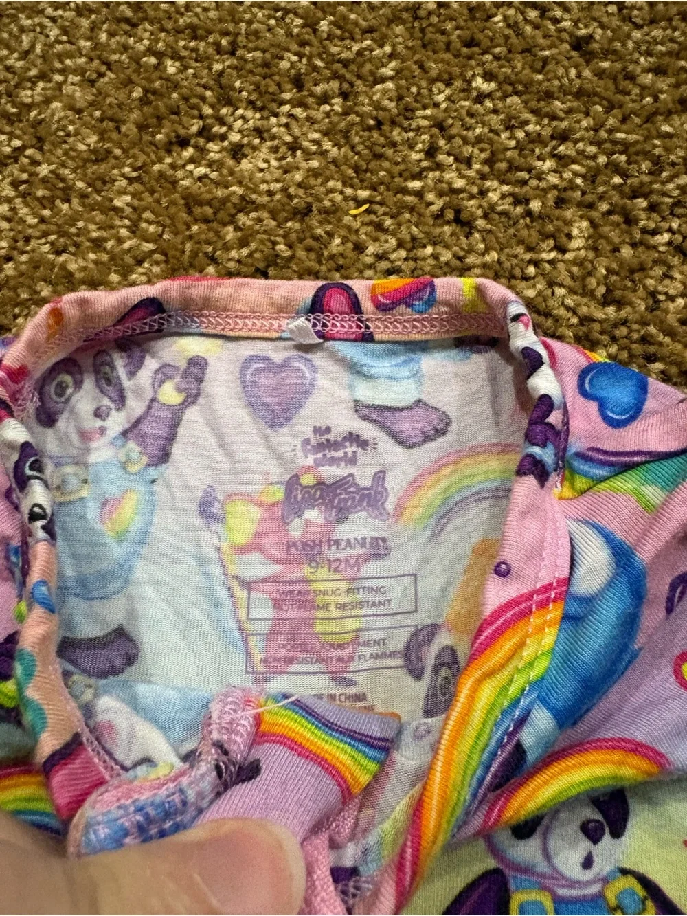Posh Peanut x Lisa Frank Bamboo Footie Pajama Rainbow Bear 9-12 month